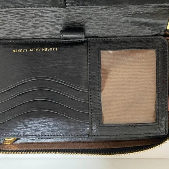 Lauren Ralph Lauren (LRL)Black Leather Women's Crossbody Wallet Clutch Small - Picture 11 of 16